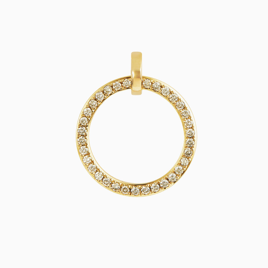 9ct Gold Pavé White Diamond Circle Pendant