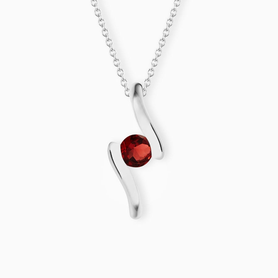 Sterling Silver Red Garnet Pendant