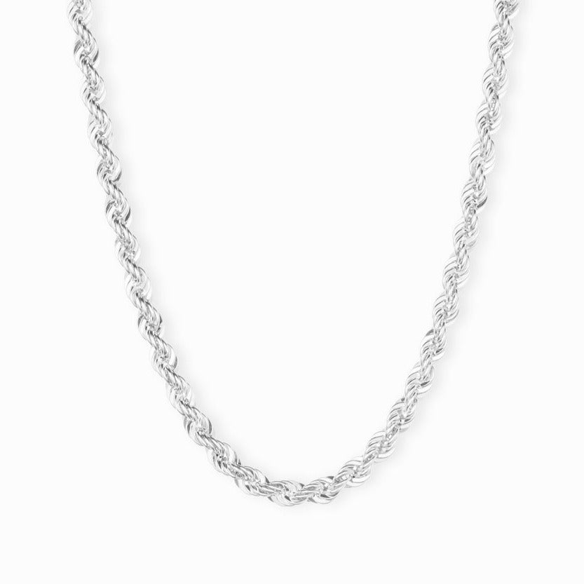 Sterling Silver Rope Chain Necklace 45cm