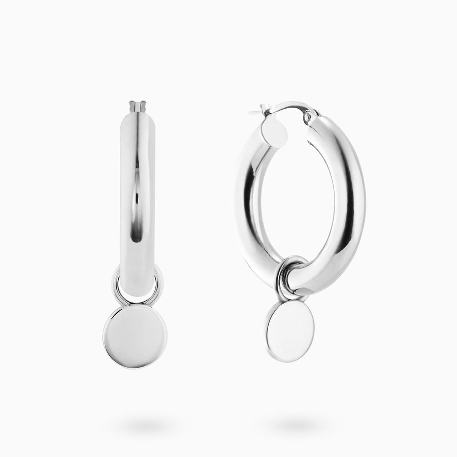 Sterling Silver Round Disc Hoop Charms