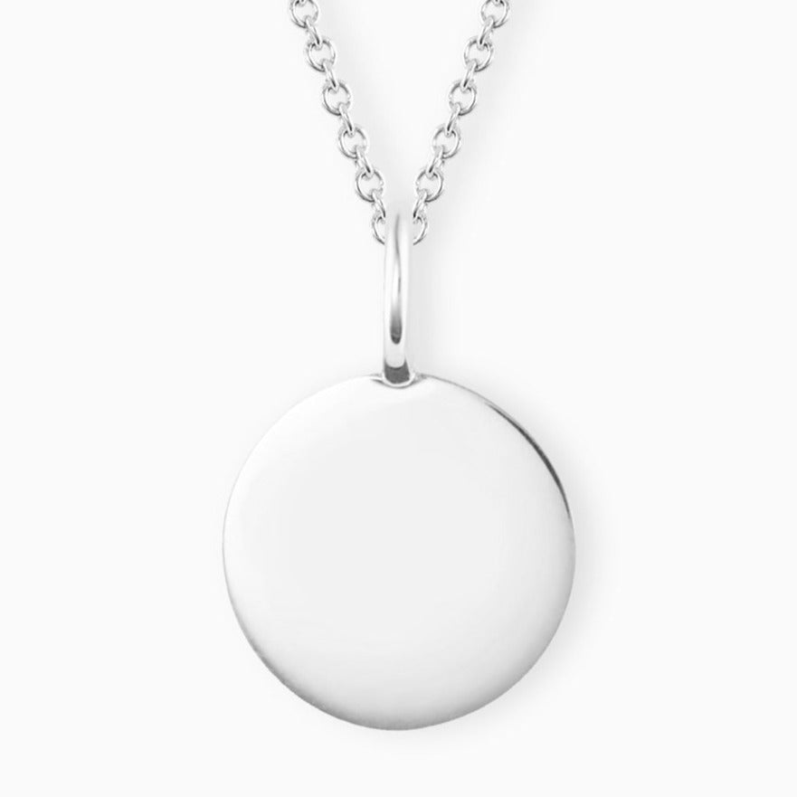 Sterling Silver Round Disc Pendant & Chain