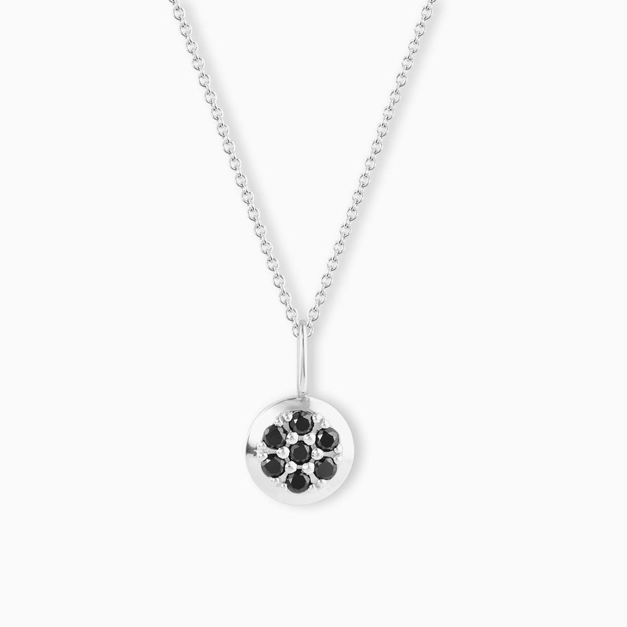 Sterling Silver Pavé Black Diamond Round Pendant