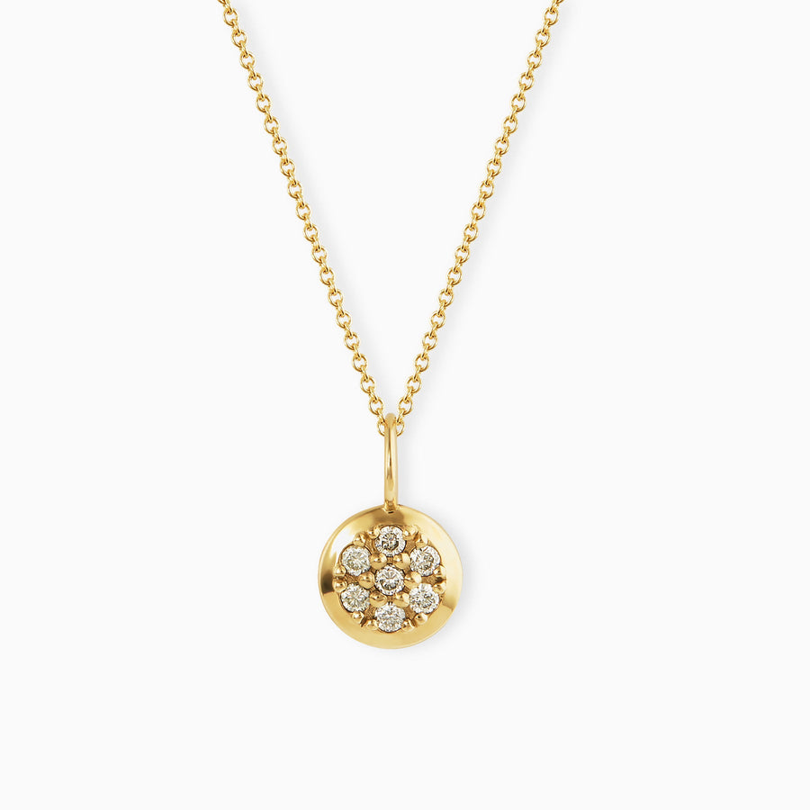 9ct Gold Pavé White Diamond Round Pendant & Chain