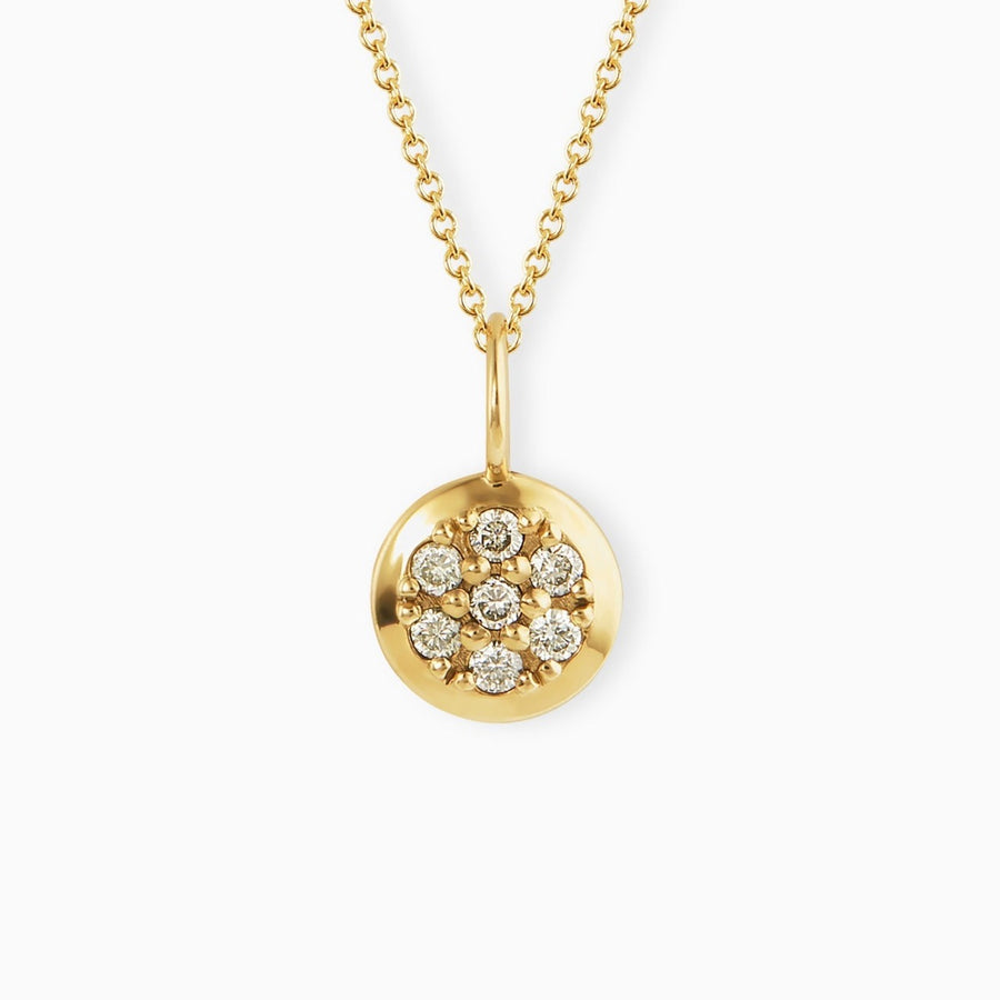 9ct Gold Pavé White Diamond Round Pendant