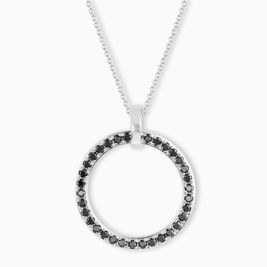 Sterling Silver Pavé Black Diamond Circle Pendant