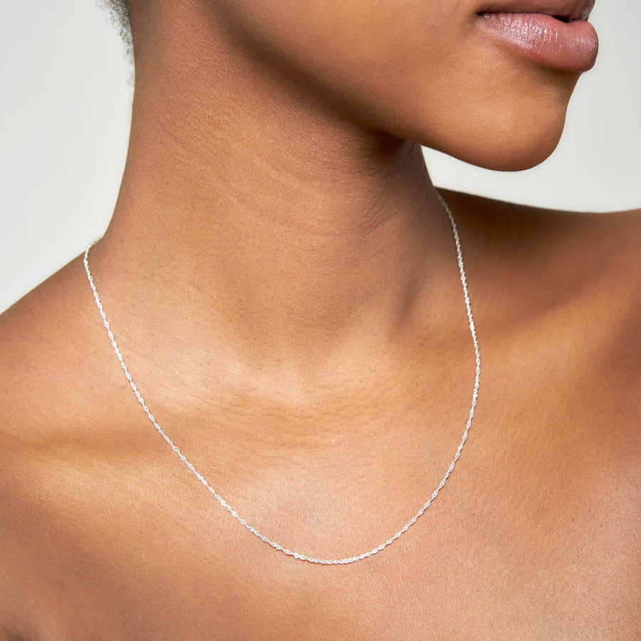 Sterling Silver Singapore Chain Necklace 50cm