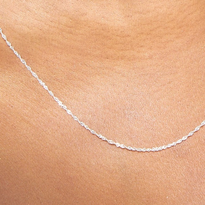 Sterling Silver Singapore Chain Necklace 50cm