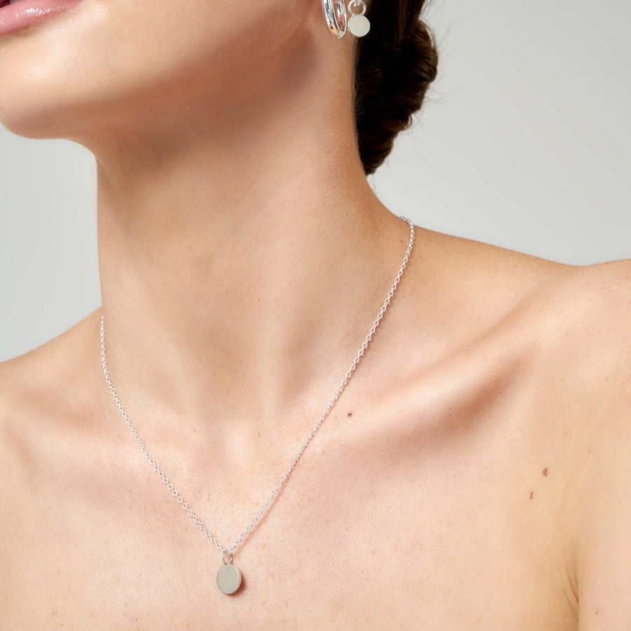 Sterling Silver Round Disc Pendant & Chain