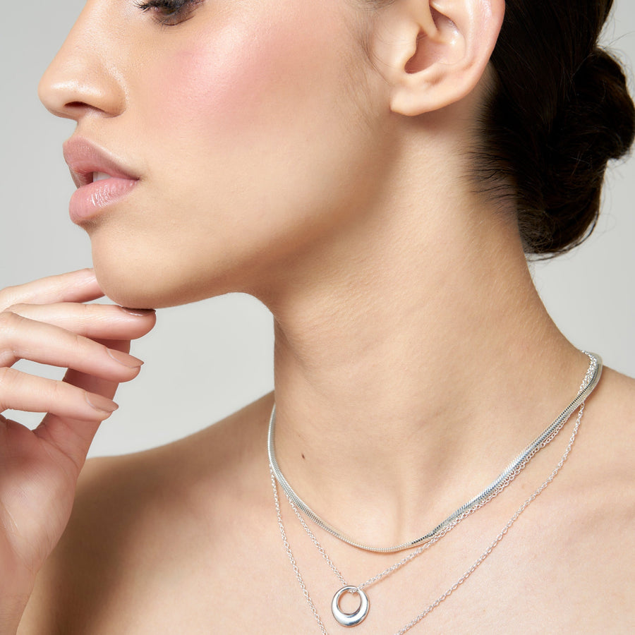 Sterling Silver Bold Dome Pendant & Chain