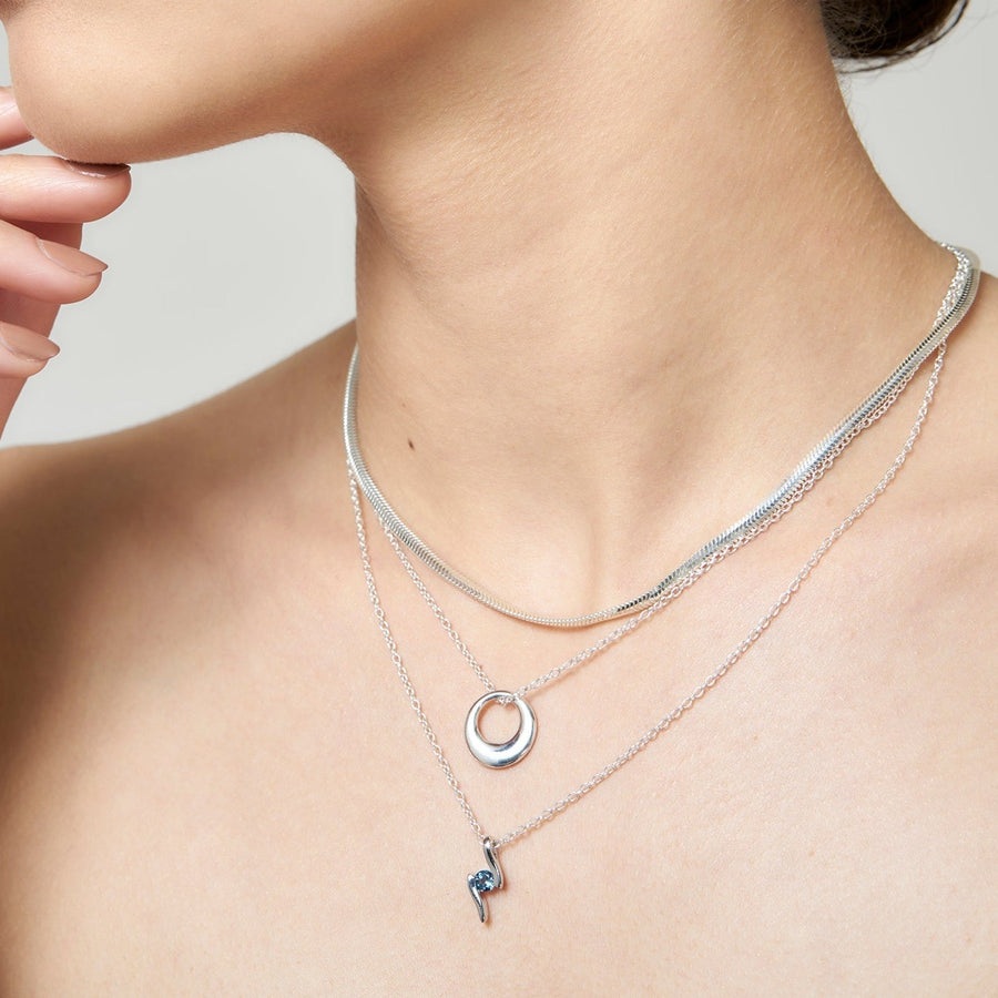Sterling Silver Herringbone Chain Necklace 40cm